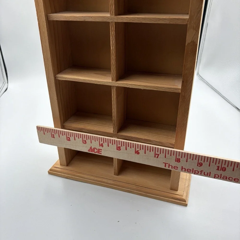 Vtg Pine Wood‎ 9 Cubby Heart Wall Shelf Trinket Unfinished CottageCore 20x8x3